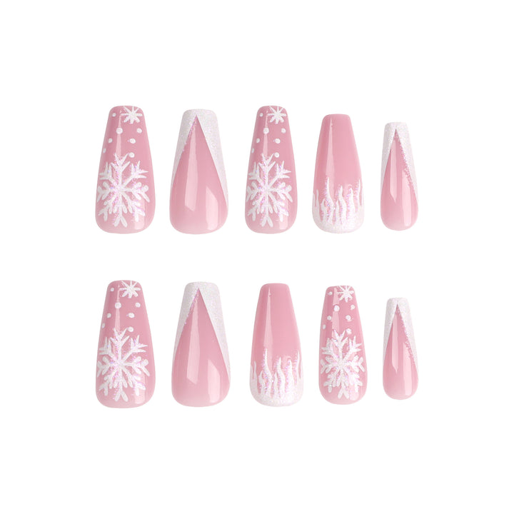 Artful Stiletto Nails with Snowflake Design Kalsten