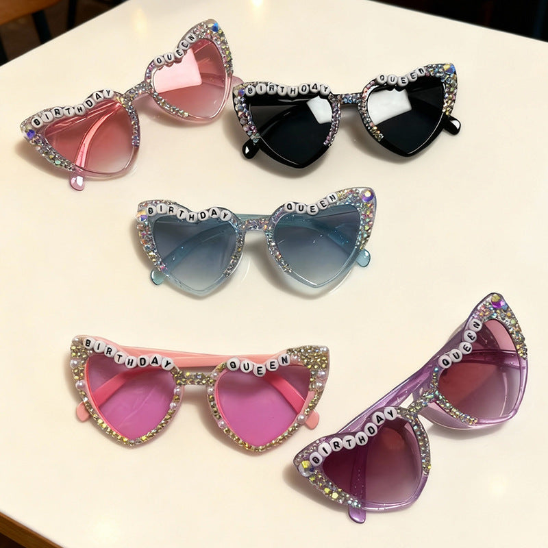 Decorative Rhinestone-Embellished Heart-Shaped Sunglasses Kalsten