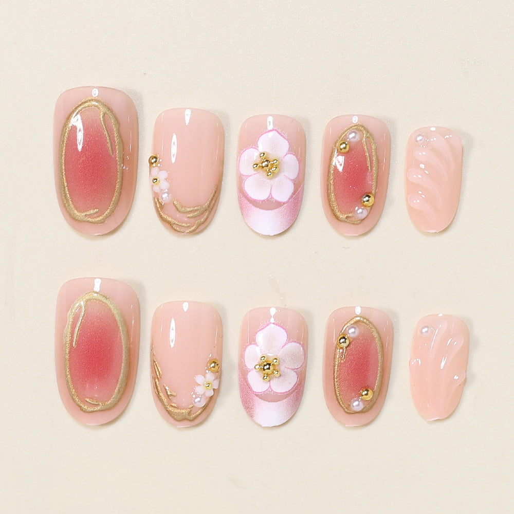 Floral Embellished Press-On Nail Art Set Kalsten