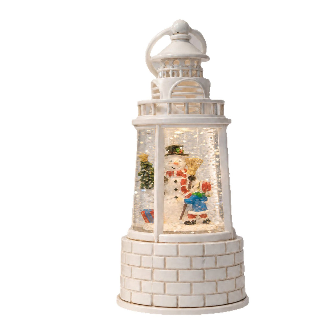 Nostalgic snow lantern with moving snowman scene Kalsten