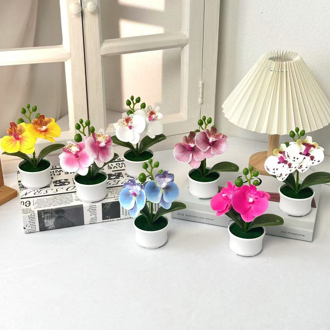 Elegant Artificial Orchid Plant Arrangement for Indoor Decor