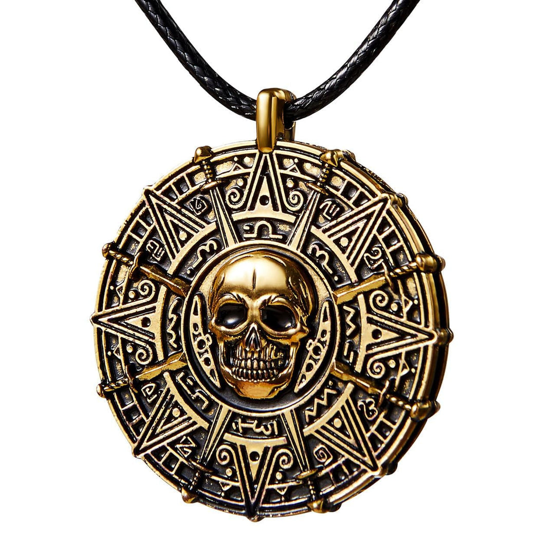 Gothic Skull Medallion Pendant Necklace Kalsten