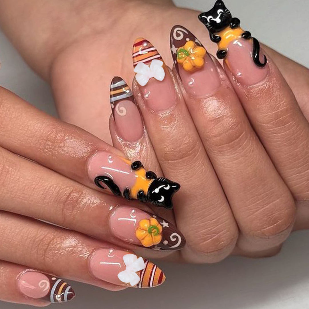 Playful Cat-Themed 3D Nail Art Extensions Kalsten