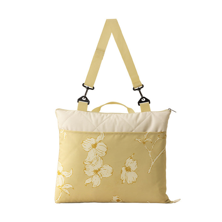 Reversible quilted shoulder bag with removable shoulder strap and floral canvas Kalsten