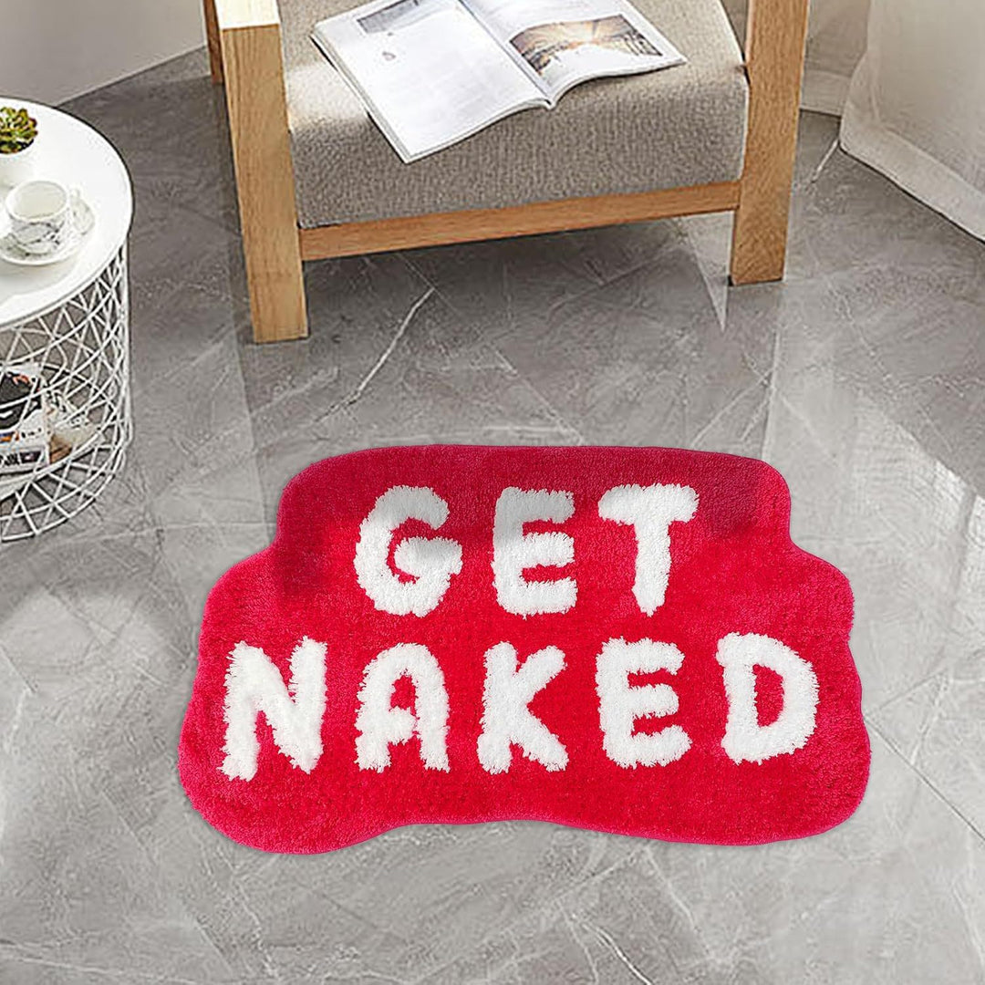 Plush Bath Mat with Motivational Phrase