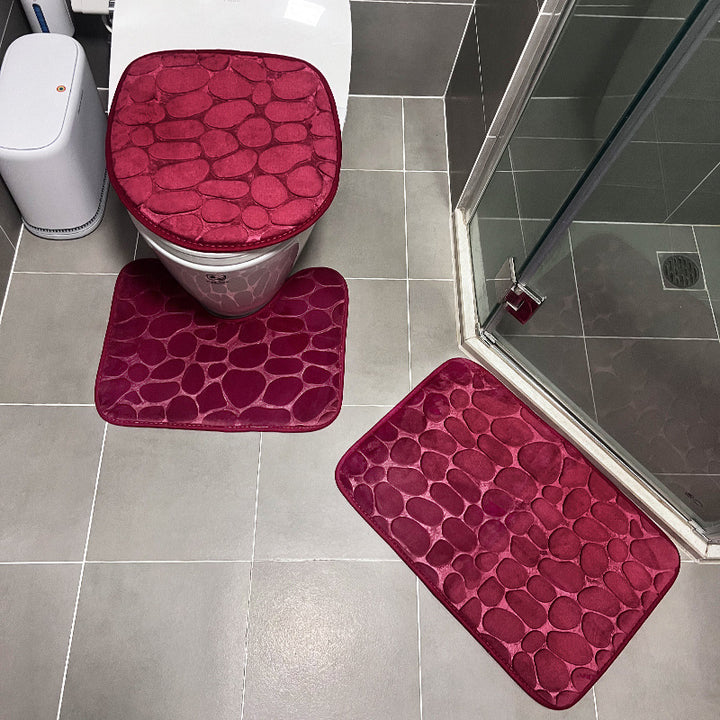 Stone Patterned Bathroom Mat Set