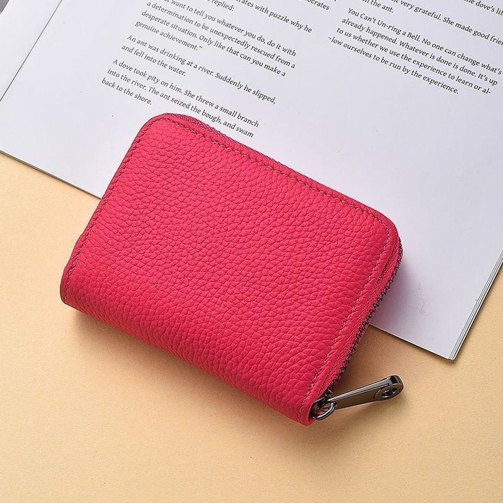 Compact Zippered Leather Wallet