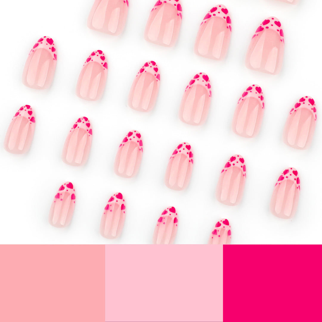 Artificial nail extensions with heart tip accents Kalsten