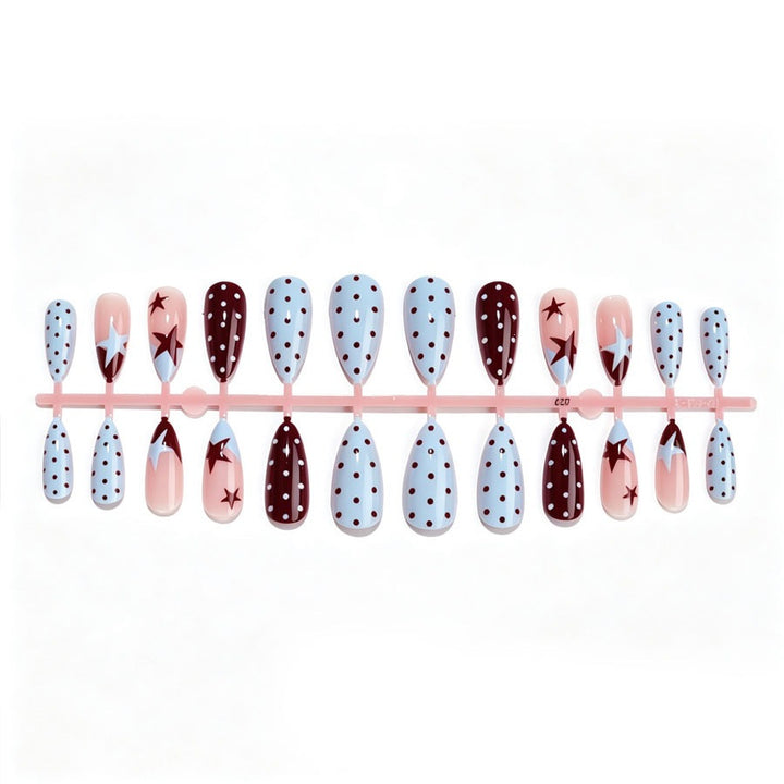 Acrylic nail set with creative dot and star design Kalsten