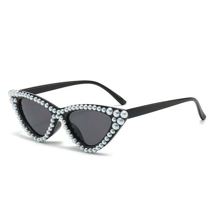 Cat-Eye Sunglasses with Pearl Accents