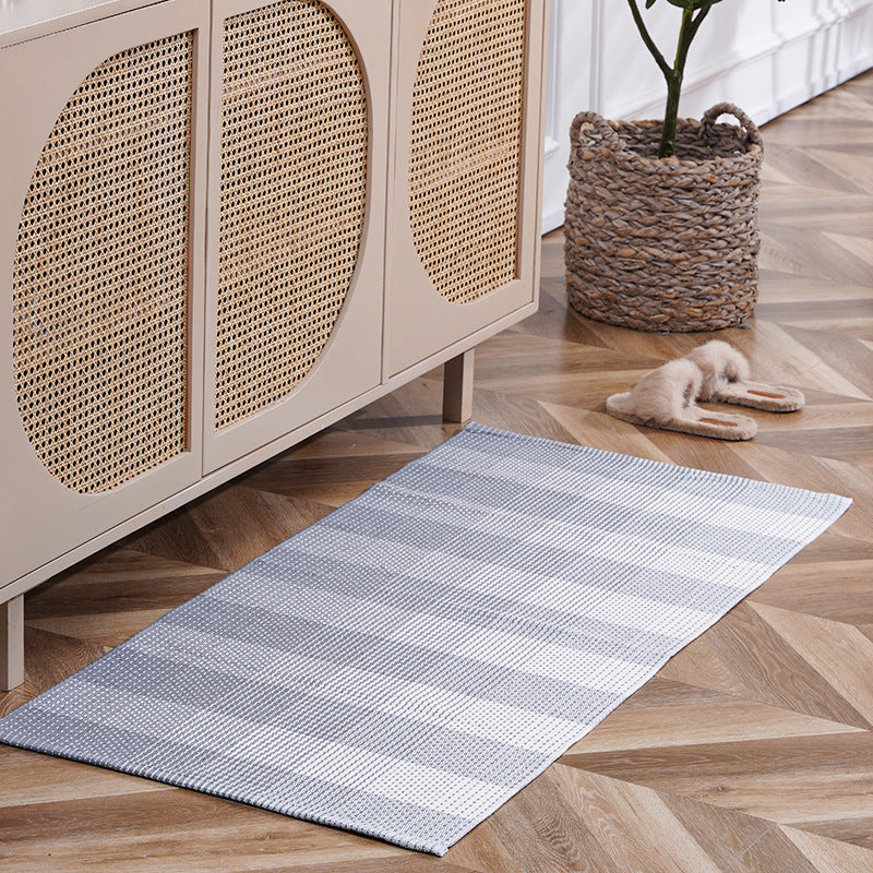 Flat-woven runner rug with check pattern and decorative border stripe Kalsten