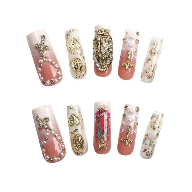 Glamorous artificial nail set with elegant decorations and glitter accents Kalsten