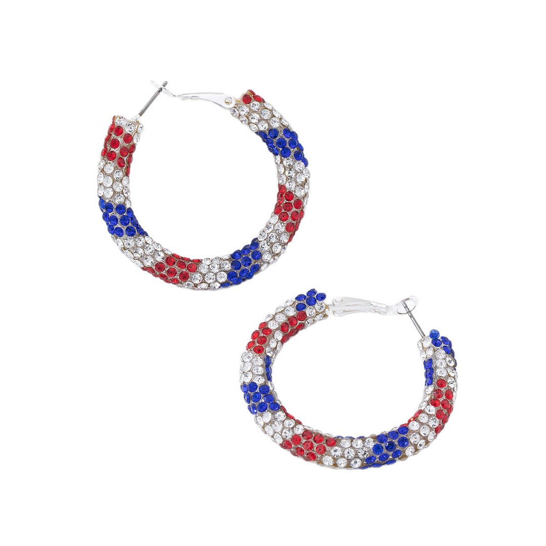 Women's nan pave rhinestone encrusted hoop earrings with secure leverback closure Kalsten