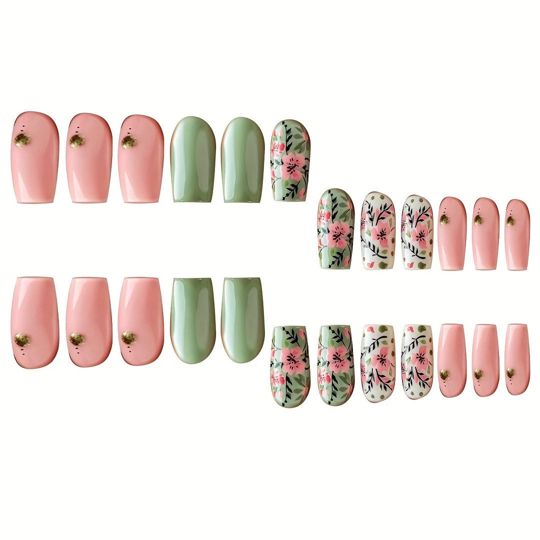 Botanical Floral Press-On Nail Art Kalsten