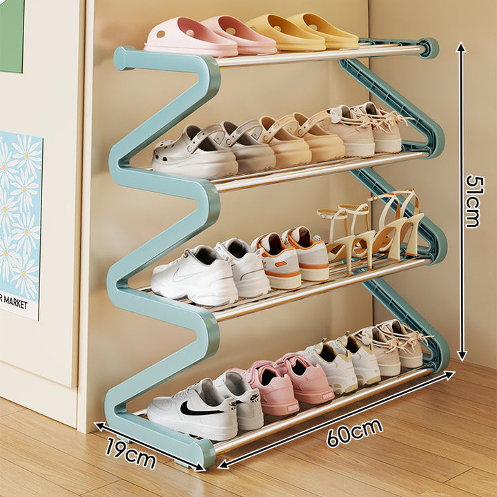 Compact Z-Shaped Multi-Tier Space-Saving Shoe Rack Organizer