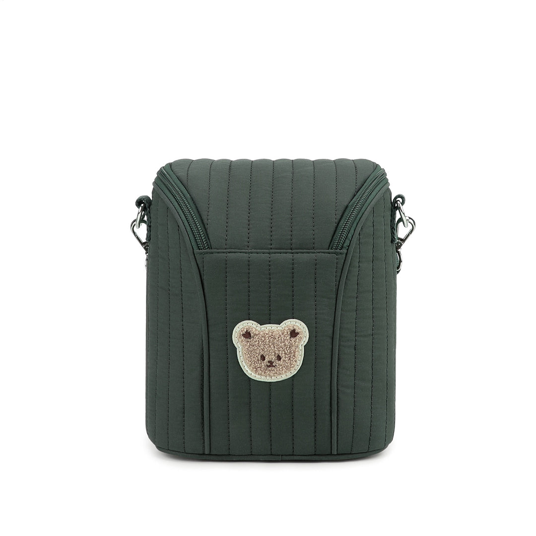Fashionable Shoulder Bag with Quilted Design and Cute Bear Motif Kalsten