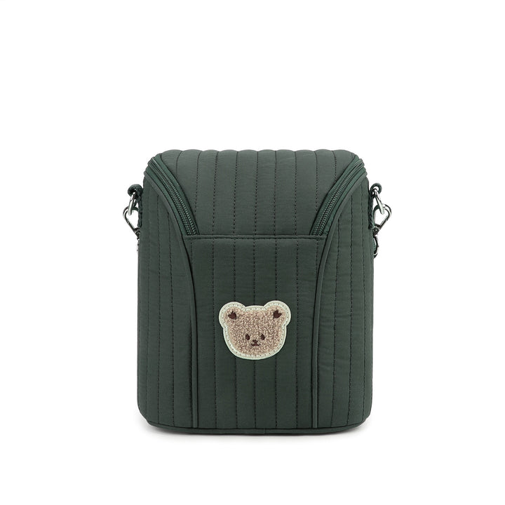 Fashionable Shoulder Bag with Quilted Design and Cute Bear Motif Kalsten
