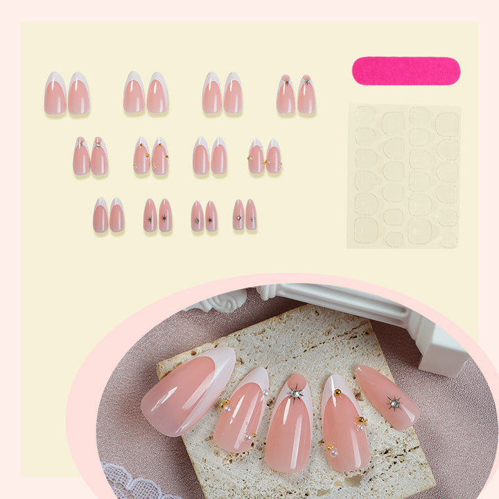 Decorative Press-On Nail Set with Elegant Star and Gem Accents kalsten
