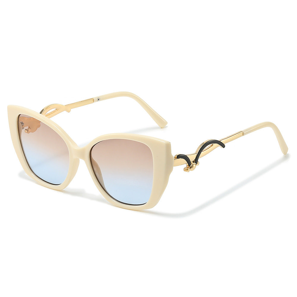 Oversized Geometric Cat-Eye Sunglasses with Gold Accents Kalsten