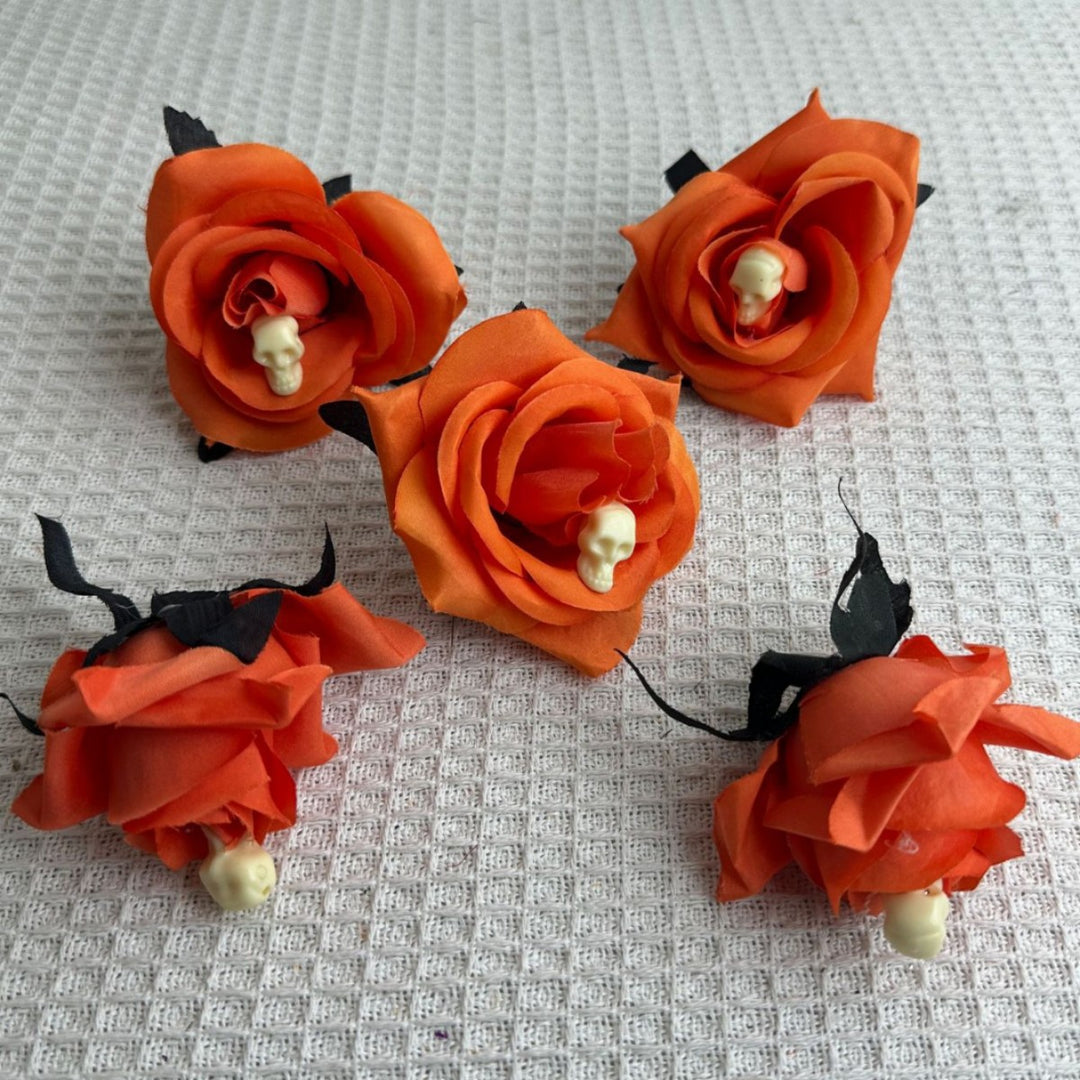 Set of delicate fabric rose hair clips for bridal and festive hairstyles