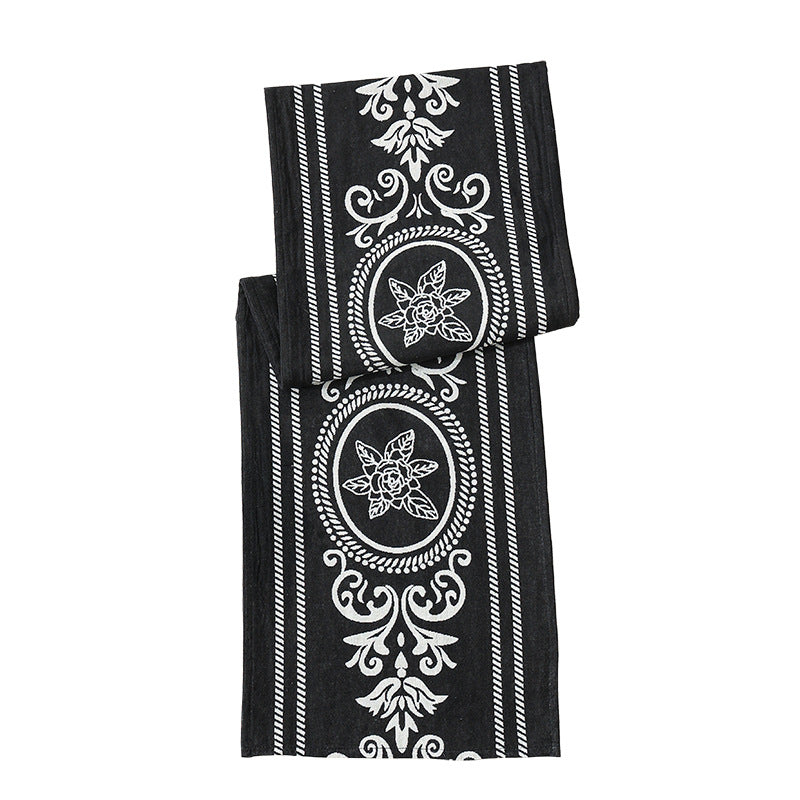 longer lighter ornamental scarf with floral jacquard structure