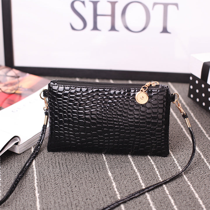 Crocodile Patterned Crossbody Clutch