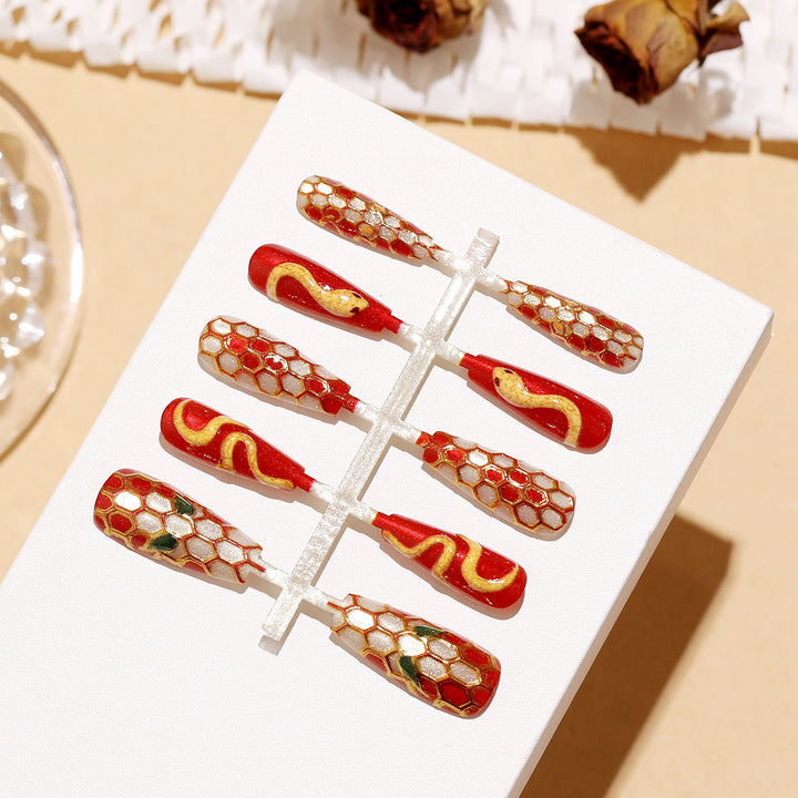 Artistic Snake Design Press-On Nail Set Kalsten