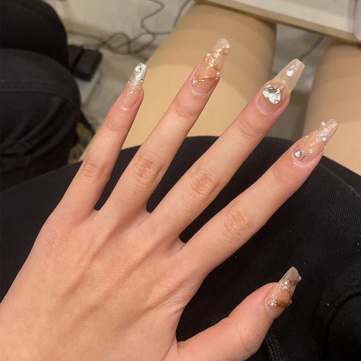 Stylish Press-On Nail Set with Elegant Floral Accents Kalsten