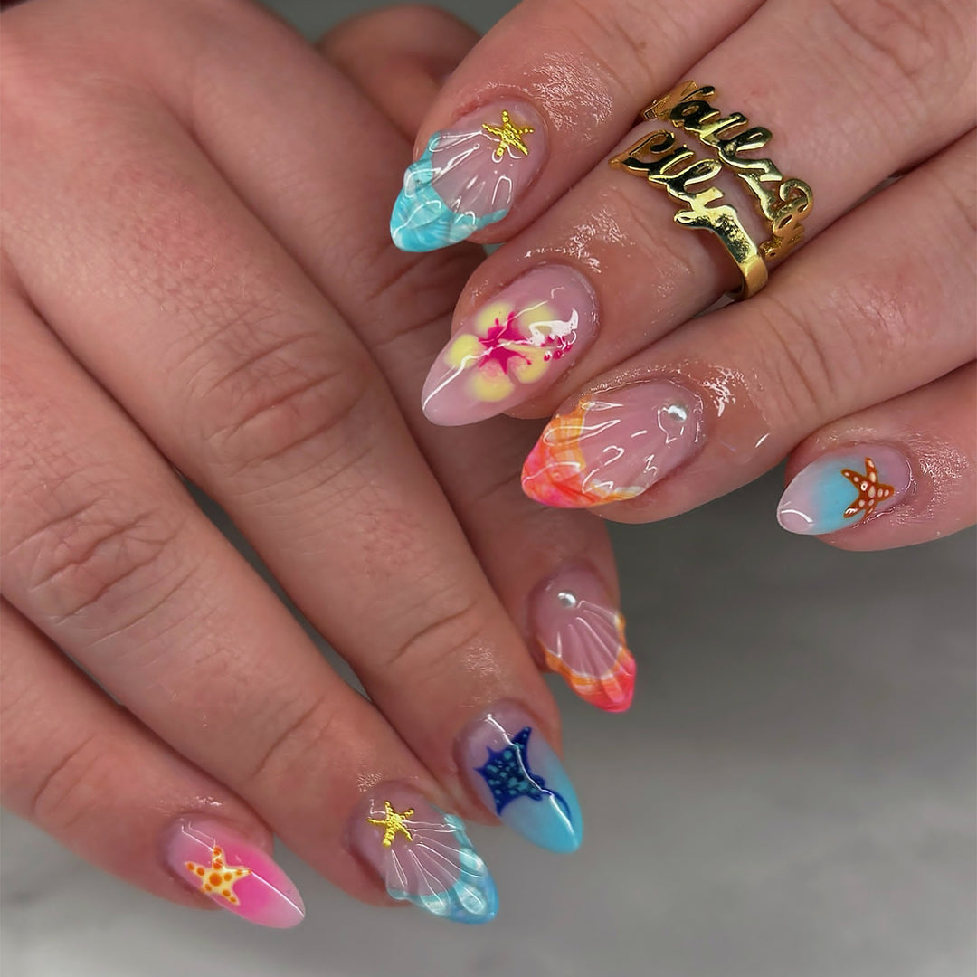 Artistic Ocean-Inspired Press-On Nail Art Set Kalsten