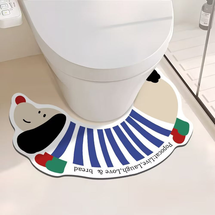 Cartoon Dog-Themed Bathroom Mat