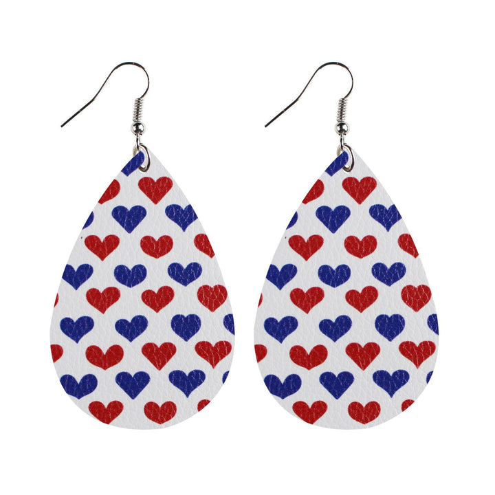 Women's star stripe print faux leather drop earrings with fishhook Kalsten