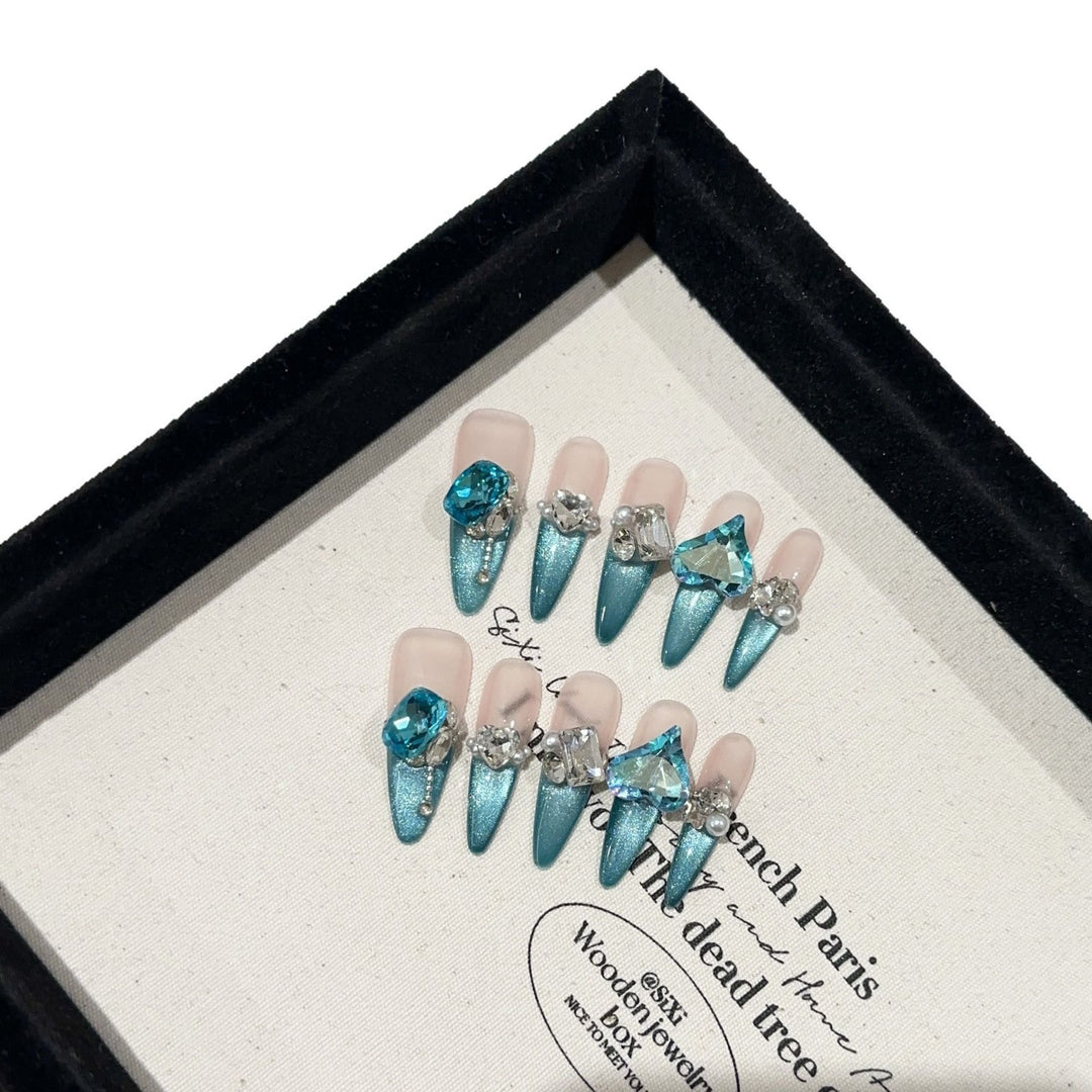 Glamorous Crystal-Embellished Press-On Nails