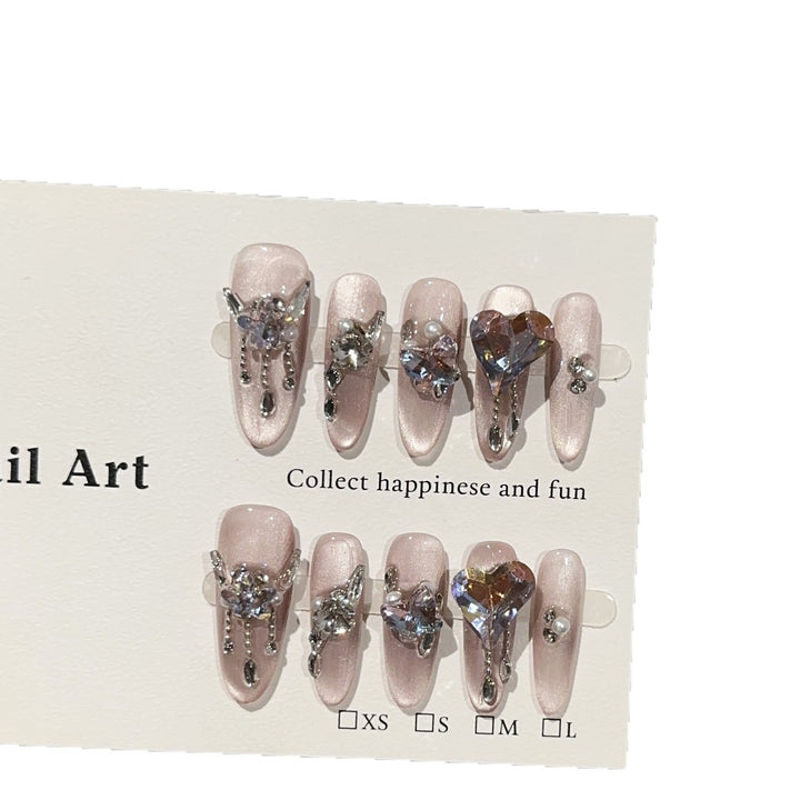 Glamorous Rhinestone Accented Press-On Nail Art Set