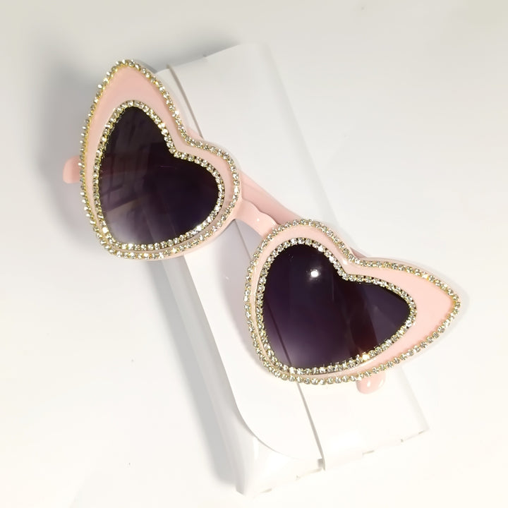 Rhinestone-Embellished Heart-Shaped Sunglasses Kalsten