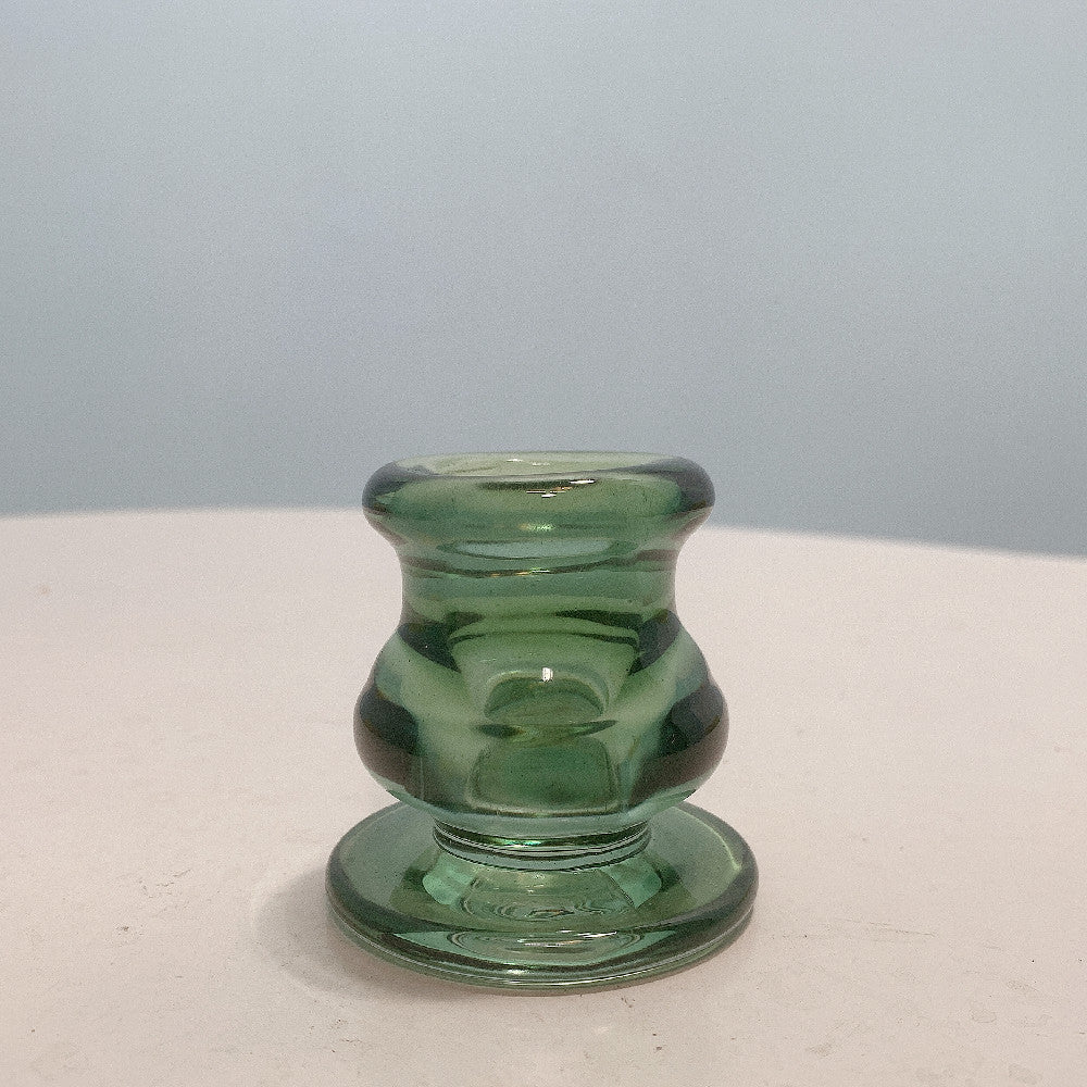 Glass Taper Candle Holder with Curved Weighted Base Kalsten