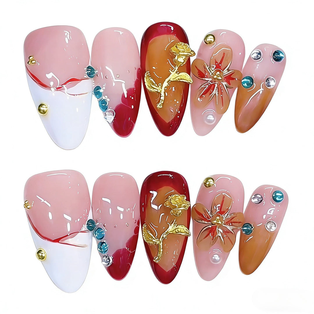 Artistic Decorated Press-On Nail Set Kalsten