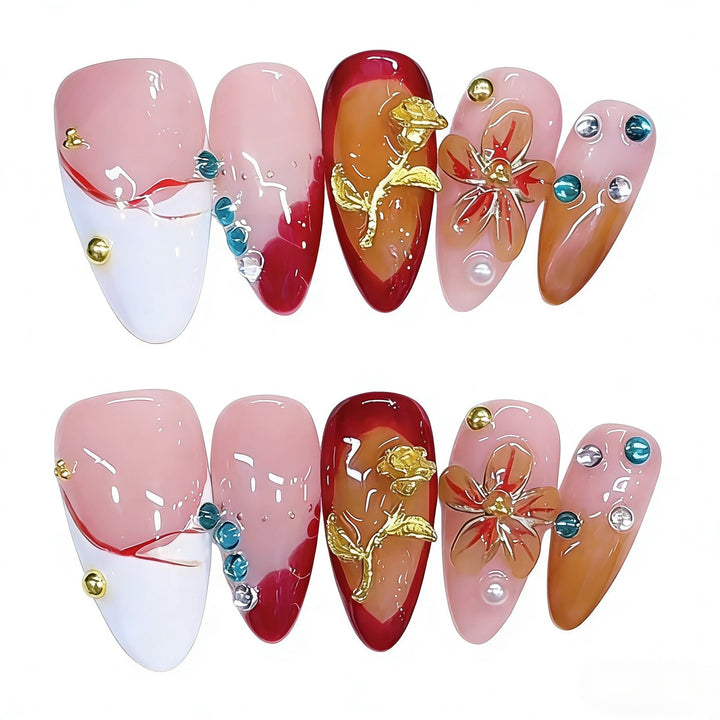 Artistic Decorated Press-On Nail Set Kalsten
