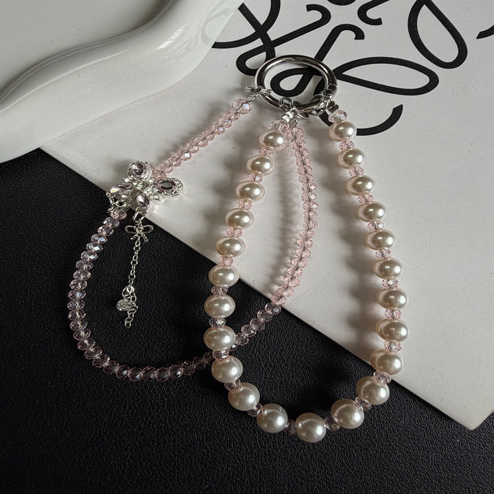 Elegant Pearl and Crystal Charm Phone Lanyard Kalsten