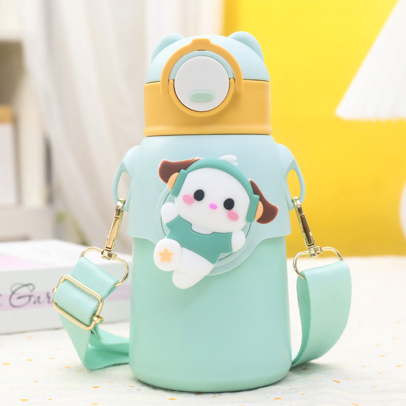 Women's insulated drinking bottle with cute animal design and practical carrying strap Kalsten