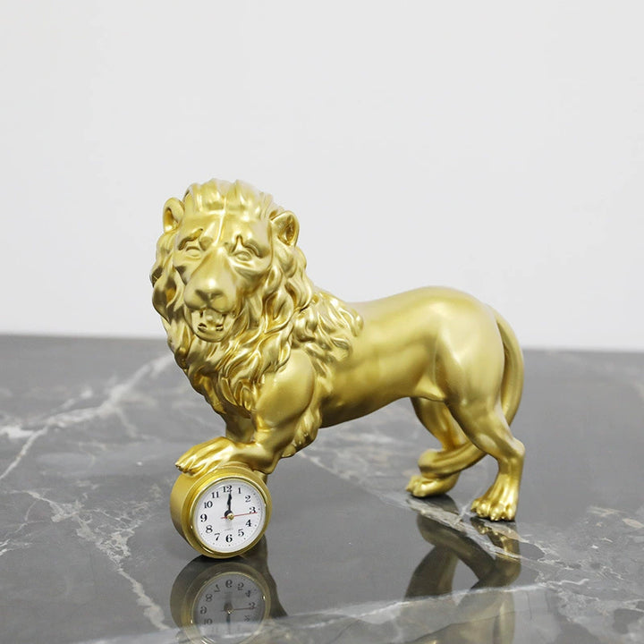 Decorative Lion Figurine with Clock