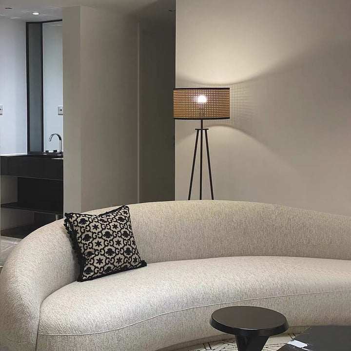 Tripod Floor Lamp with Woven Shade