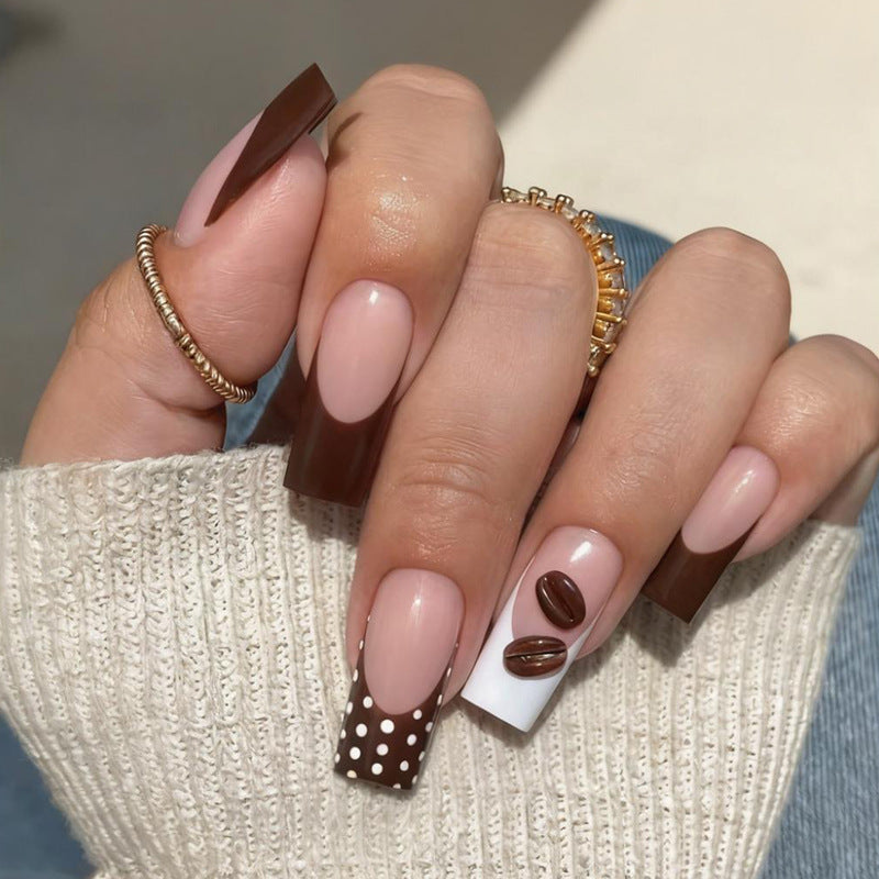 Artificial nail set with elegant chocolate and coffee creations Kalsten