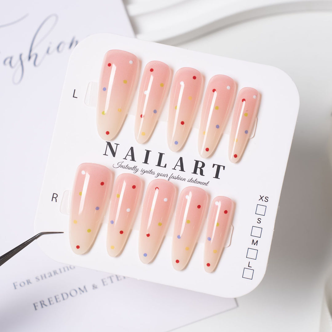 Artistic Press-On Nail Set with Cute Character Designs Kalsten