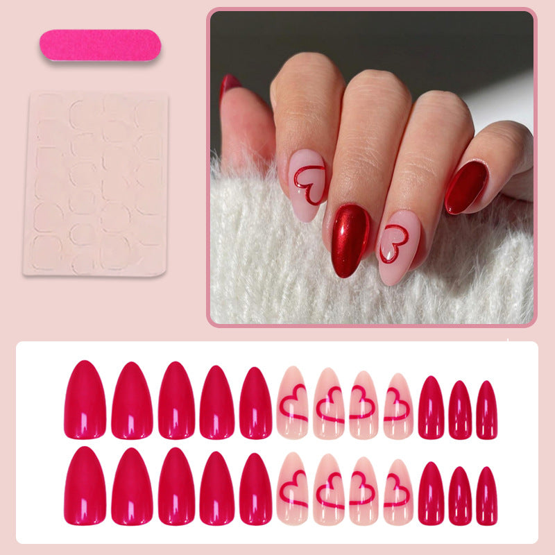 Artificial nail set with romantic heart designs Kalsten
