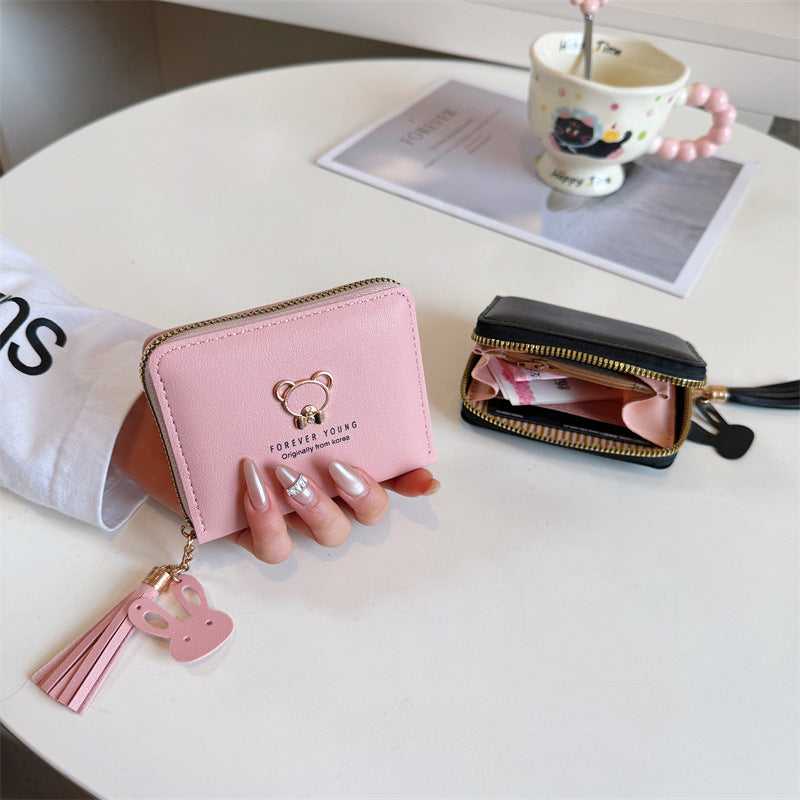 Cute Bear Charm Zipper Wallet