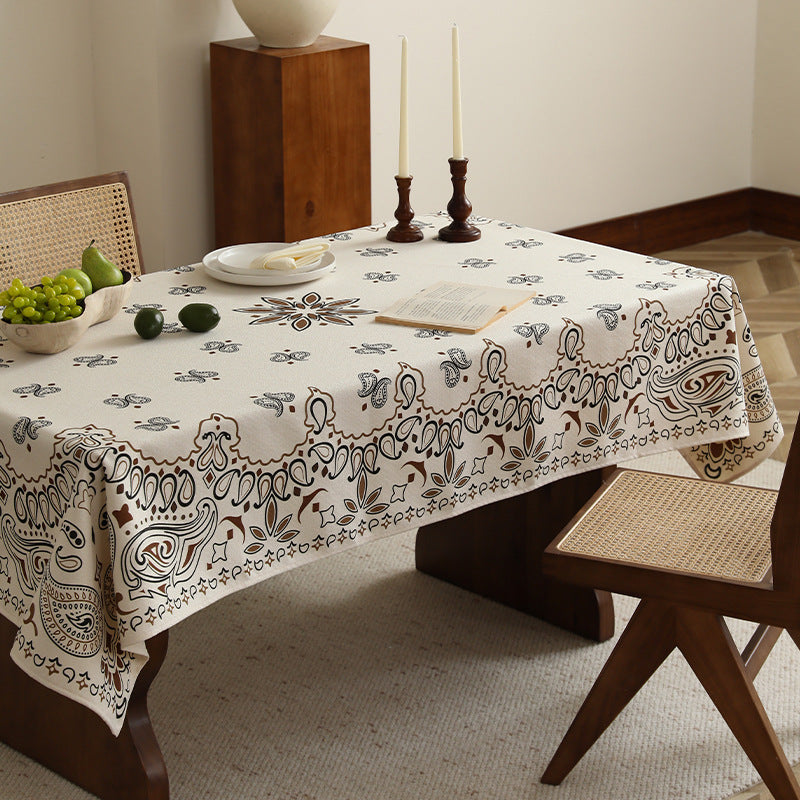 Printed rectangular tablecloth made of cotton blend with paisley border Kalsten