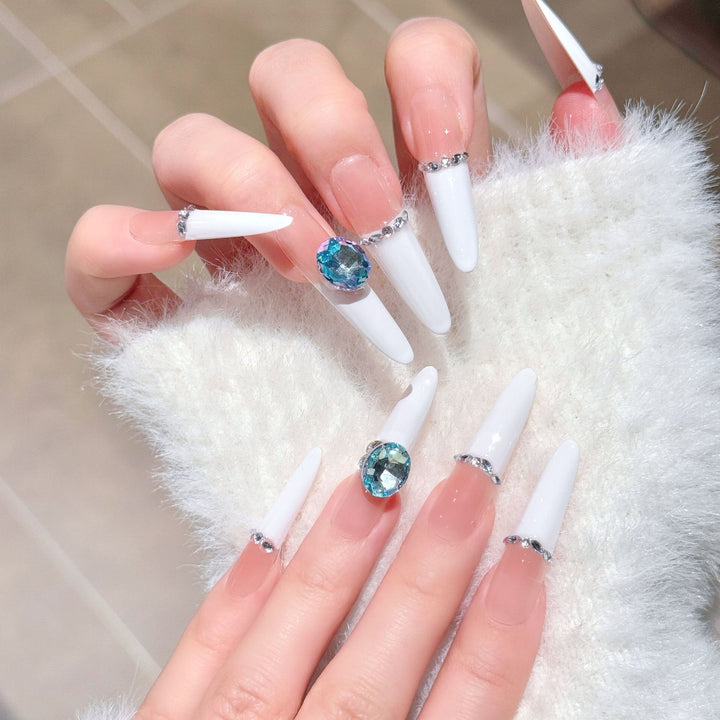 Luxury Rhinestone-Accented Stiletto Press-On Nail Art Kalsten