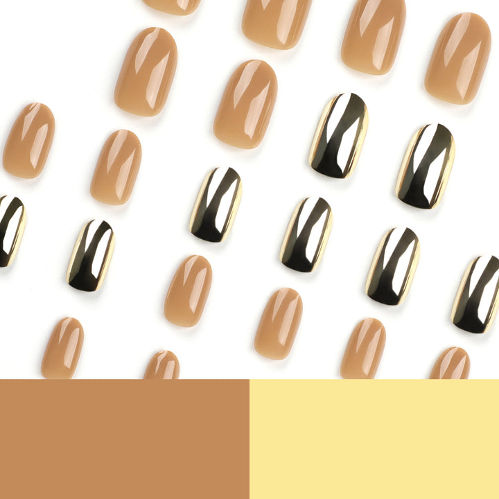 Luxurious artificial nails with metallic shiny accent Kalsten