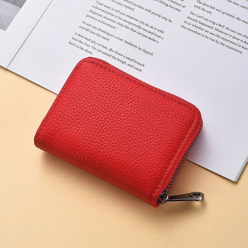 Compact Zippered Leather Wallet