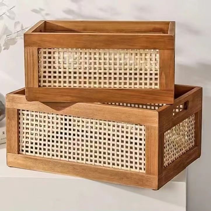 High-quality storage basket with rattan details Kalsten
